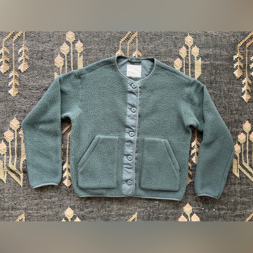 Everlane Renew Teddy Liner Jacket, Spruce Green / button up fleece - Size M